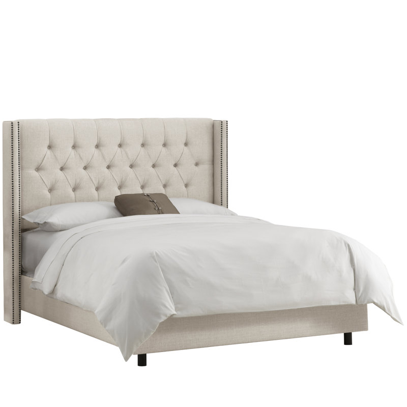 Lit tapissier standard Breckin, Grand, Lin classique talc