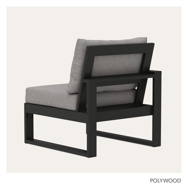 POLYWOOD Outdoor Lounge Chair, Black, Granite