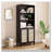 Bookcase with Rattan Doors,5 Tier Storage Wood Shelves-1435169593