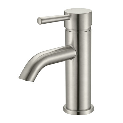 Euro Collection Single-Handle Deck-Mount Short Vessel Lavatory Bathroom Sink Faucet - Brushed Nickel
