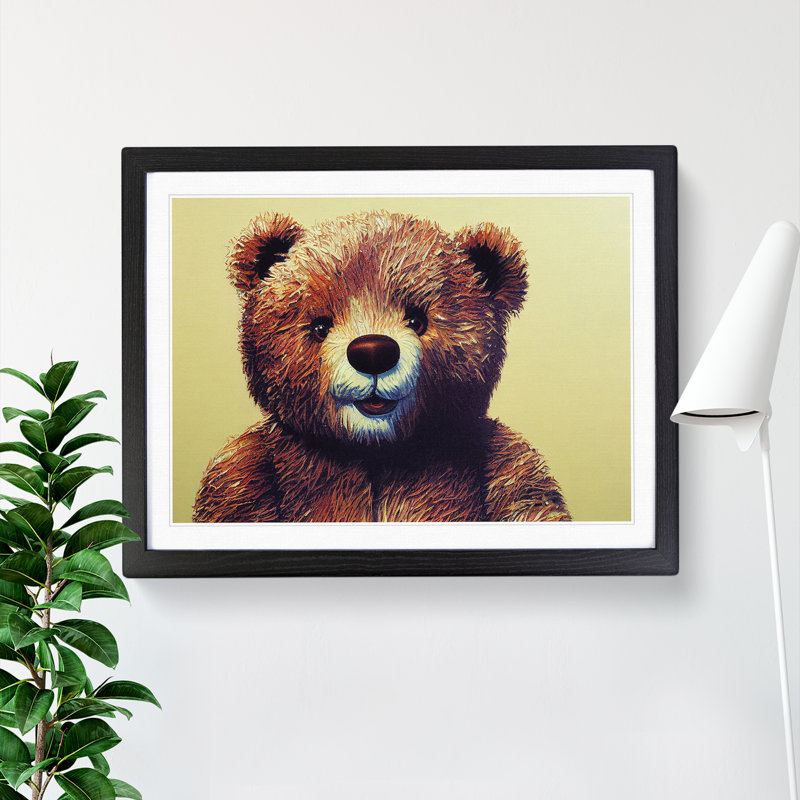Adorable Teddy Bear - Single Picture Frame Print, Black Framed, 34cm H x 46cm W x 2cm D