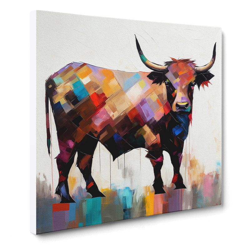 Highland Cow Suprematism No.2 - Wrapped Canvas