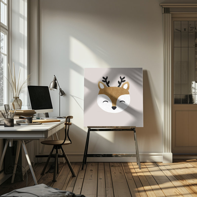 "Xmas Deer", art mural sur toile tendue, H 16 po x l 16 po