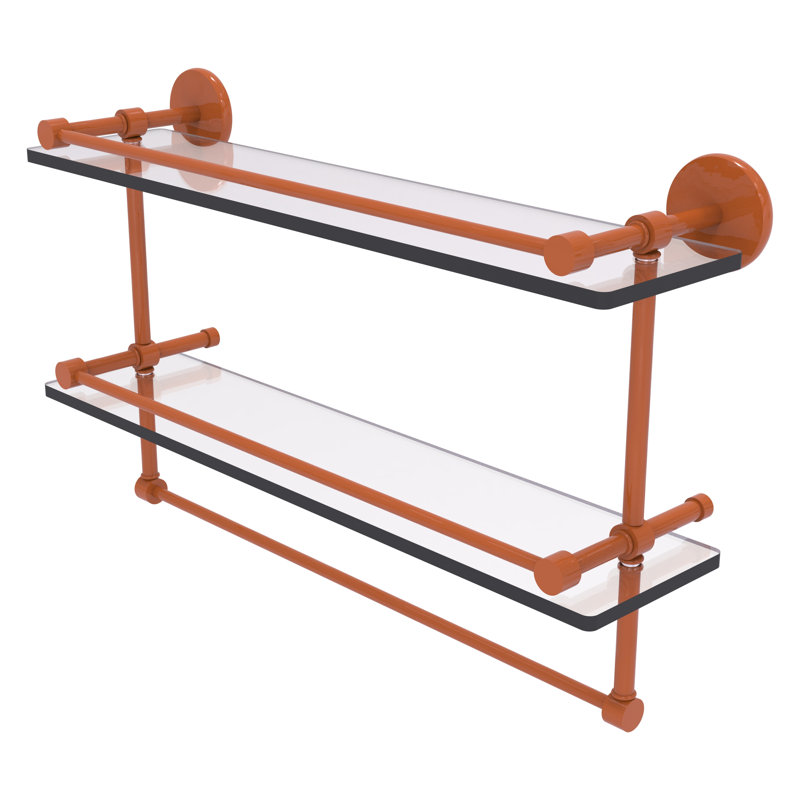 Tablette double en verre avec barre à serviettes P1000, H 12 po x l 22 po x P 5 po, Étincelle d'automne