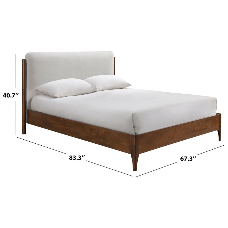 Solacina Wood Frame Bed, Ivory/Walnut, Queen