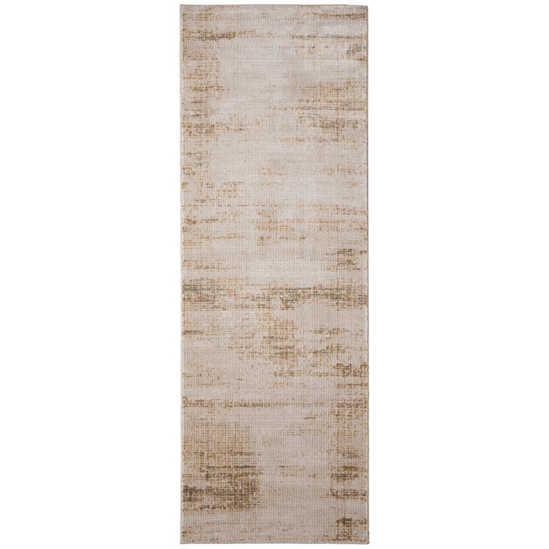 Esser Modern Solid, Accent Rug, Ivory/Brown/Tan, Runner 2'6" x 7'3"