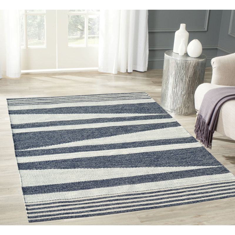 Tapis de coton crocheté à la main/gris laine Creasy, Rectangle 4 pi x 6 pi