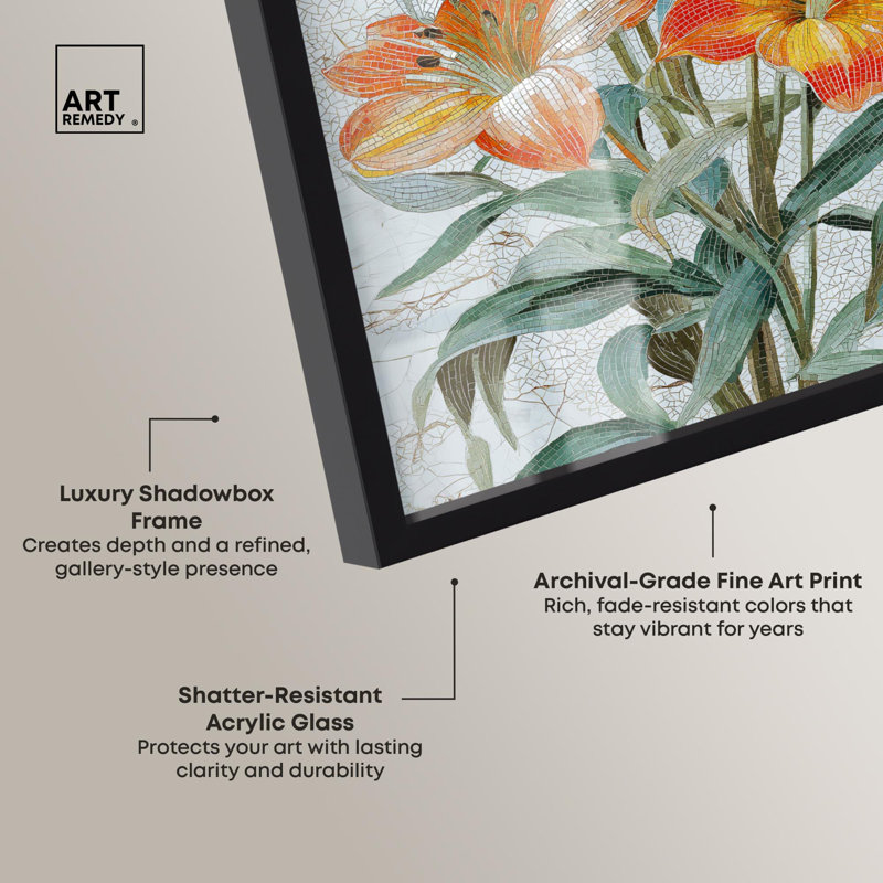 Motif de mosaïques Tile Garden III par Art Remedy, H 31 po x l 25 po, Noir