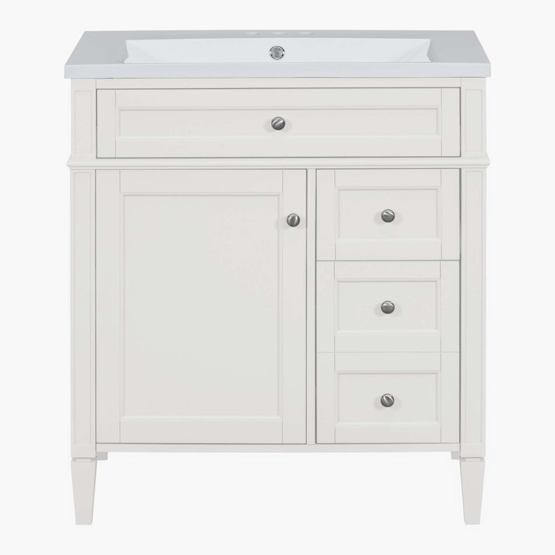 30'' Single Bathroom Vanity with Top, White
