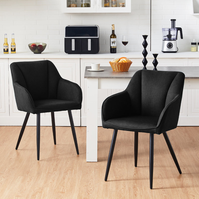 45.5cm H Upholstered Metal Armchair, Black