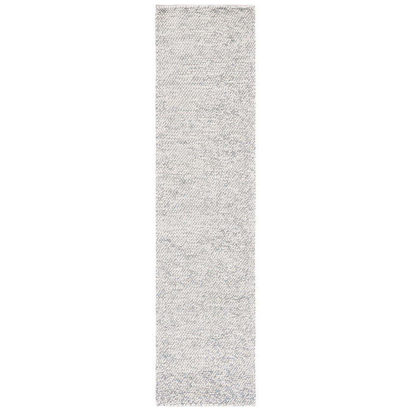 Tapis gris / ivoire à motif géométrique fabriqué à la main Almus, Tapis de couloir 2 pi 3 po x 7 pi