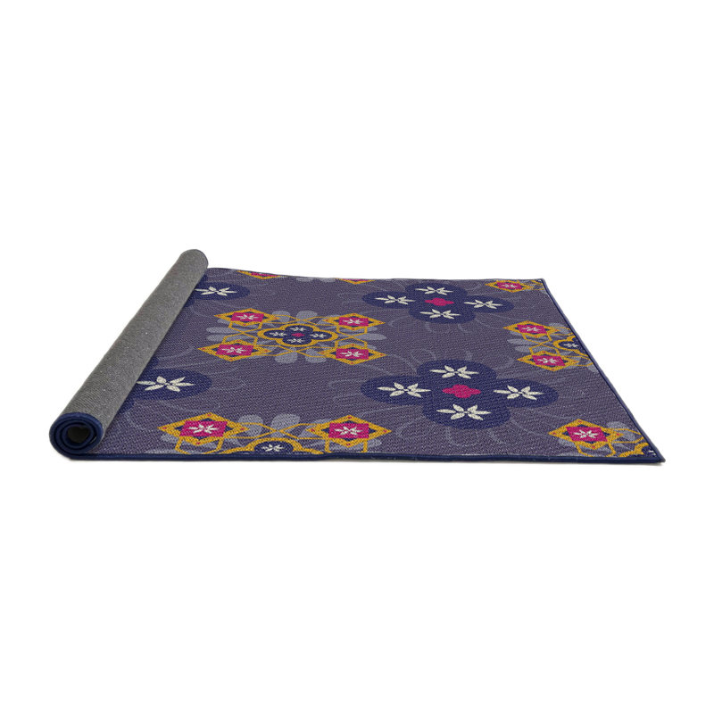 Tapis de puissance mauve/rose/bleu marine, Rond 3 pi