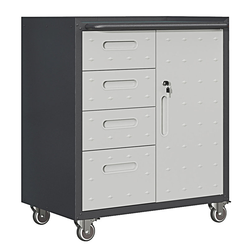 Armoire de rangement avec roulettes, armoire de rangement pour outils, armoire d'entrée, Noir, noir, noir, noir