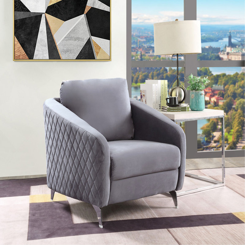 Fauteuil moderne chic en velours gris Livia