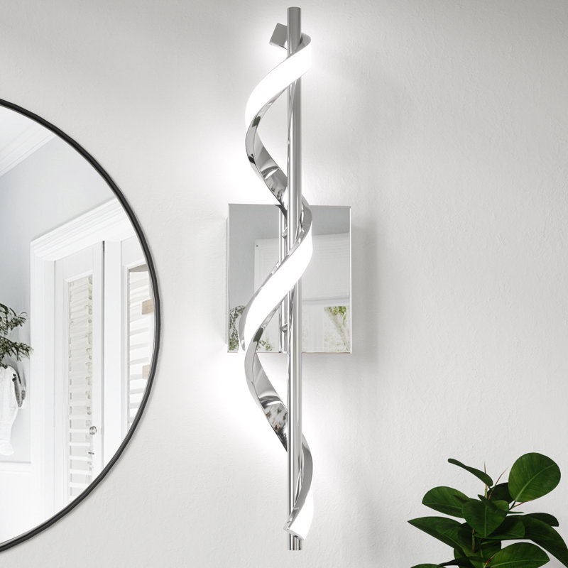 Éclairage pour meuble-lavabo réglable à 1 lumière à DEL 23,6 po en fer chromé 3000K / 4000K / 5000K Amccie, Chrome poli