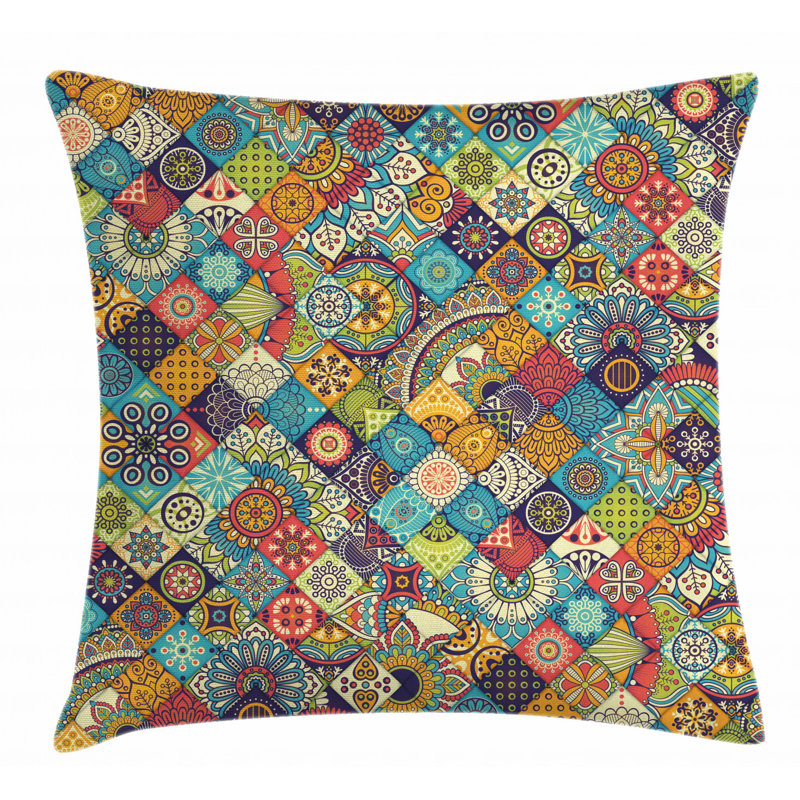 Housse de coussin décoratif d’intérieur/extérieur 26" patchwork