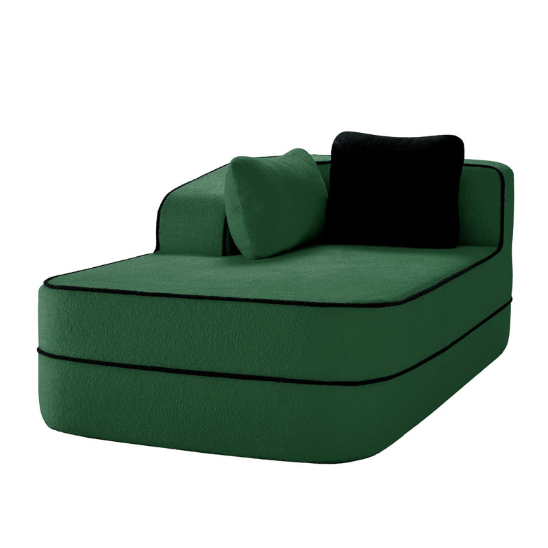 Canapé gauche ELYSEES avec coussins en tissu, Vert