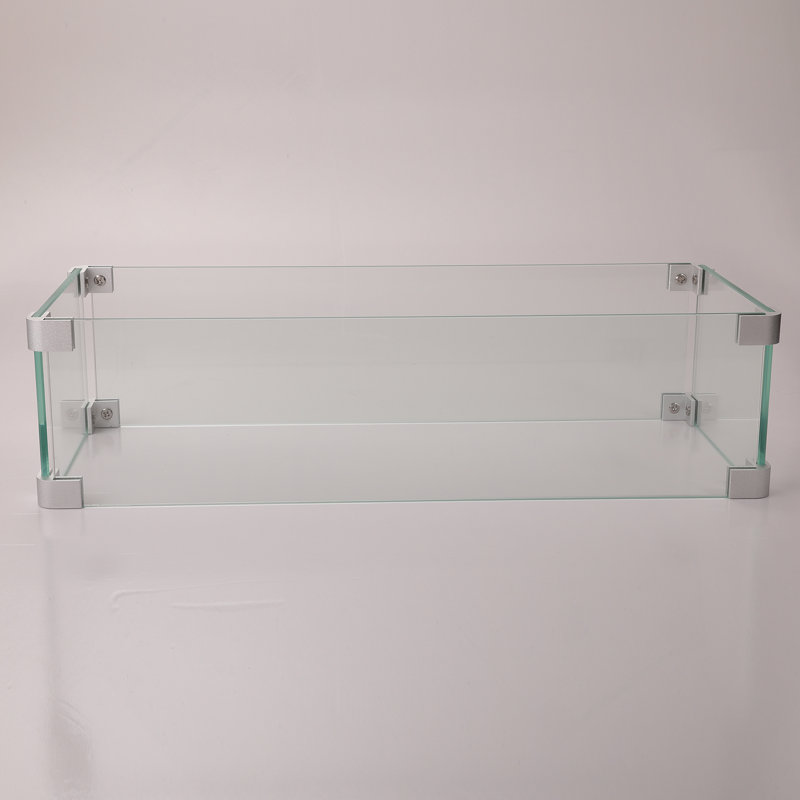 Pare-vent carré moderne en verre pour table de feu carrée