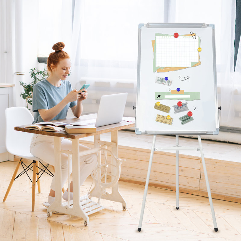 Tableau blanc pliable effaçable à sec simple face, tableau blanc à hauteur réglable