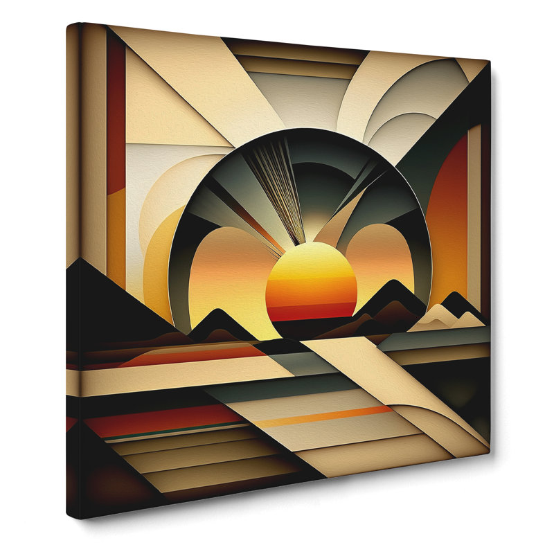 Art Deco Sunset Abstract Art No.1 - Wrapped Canvas, 50cm H x 50cm W x 3cm D