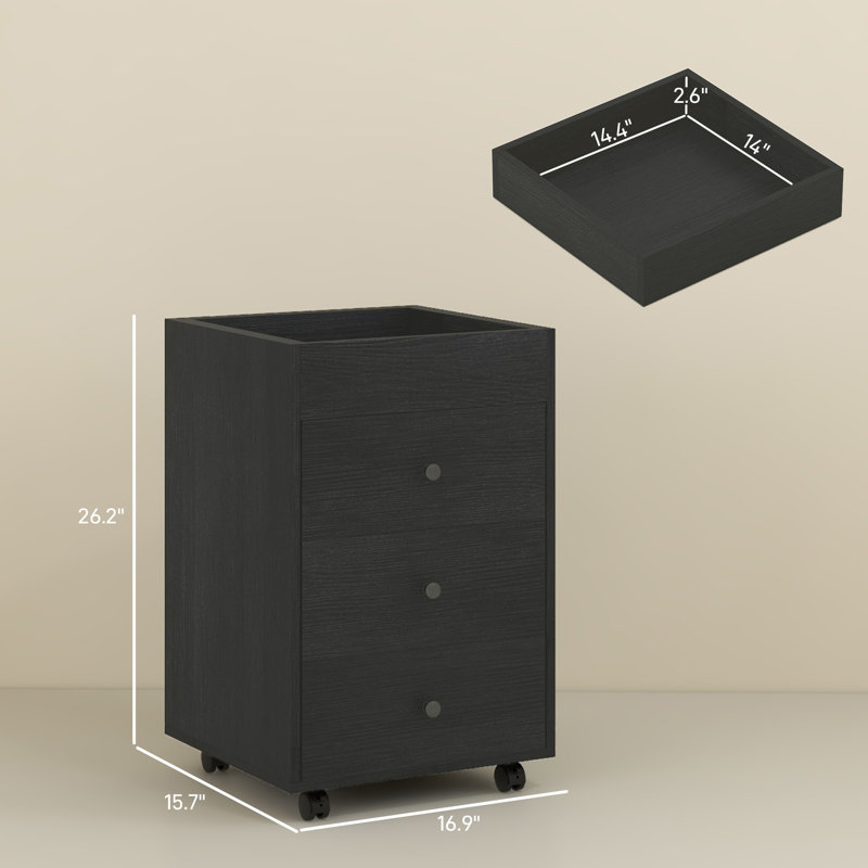 Drawer Home Office Storage Cabinet, Office Drawer On Wheels With Removable Tray, Under Desk Printer Stand With Storage,