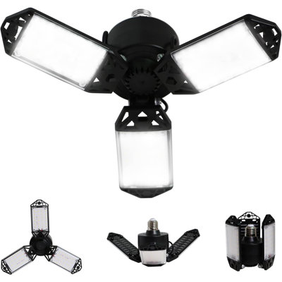 Ampoule à DEL 80W pour garage, 8000LM 5000K à 3 panneaux de plafond déformables, base E26, ampoule à DEL haute intensité IRC non-gradable RA80 pour garage entrepôt, 1 paquet