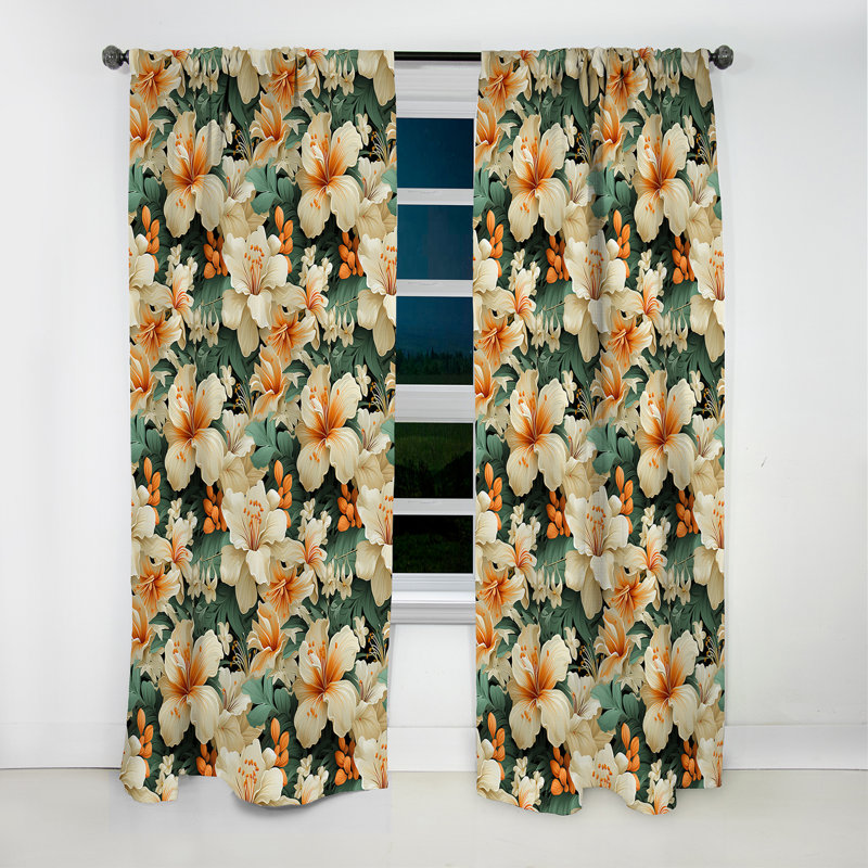 Mangue Bloom - motif tropical IV - Rideau tropical - Velours obscurcissant - 1 panneau, L 52 po x L 108 po