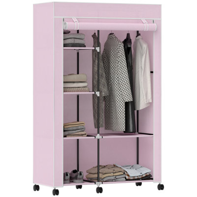 Fabric Wardrobe with Shelves Hanging Rail Foldable Wardrobe