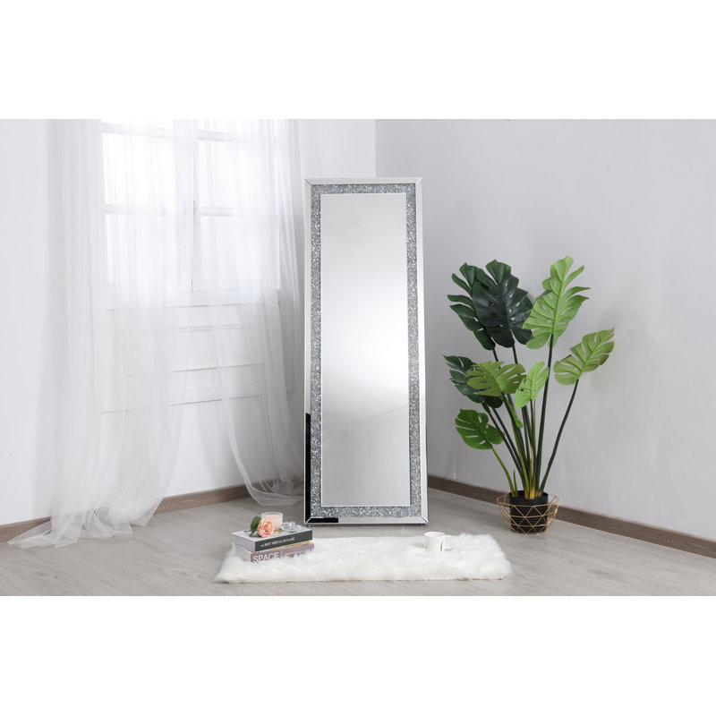 Flat Floor Mirror, Silver Crystal