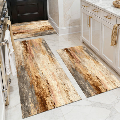 Tapis de cuisine 20 po x 32 po + 20 po x 48 po + 20 po x 59 po Tapis de cuisine à motif abstrait antidérapant 3 pièces