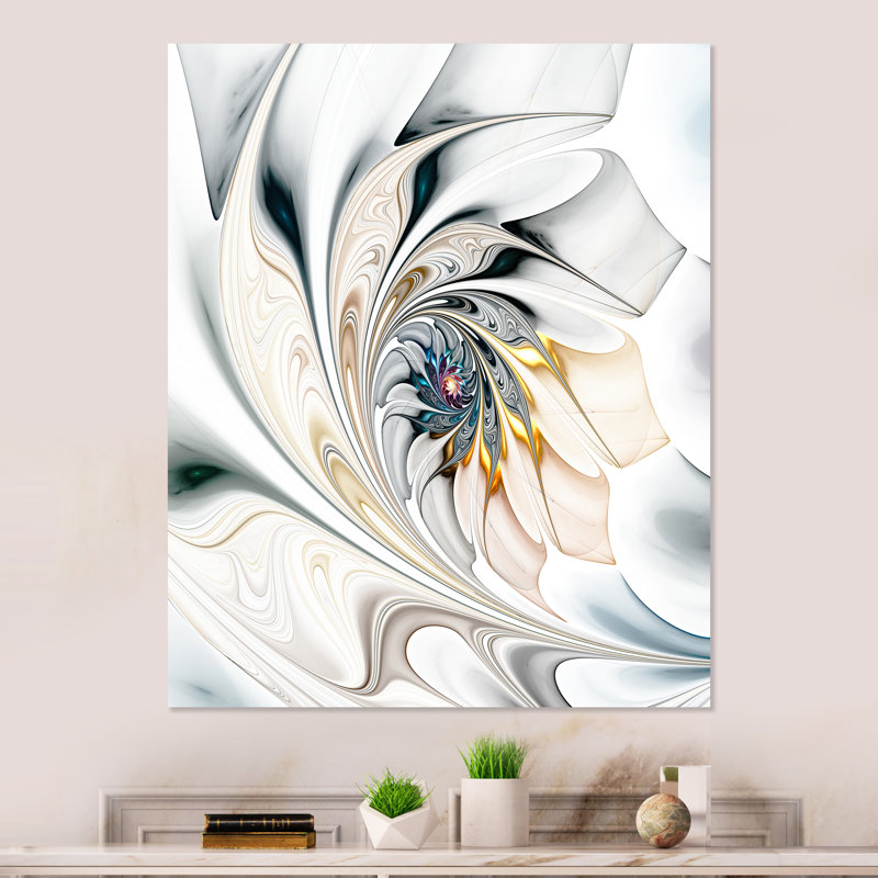 Art abstrait sur toile abstraite, impression moderne flou jaune et gris - Abstrait flou gris et jaune, Métal