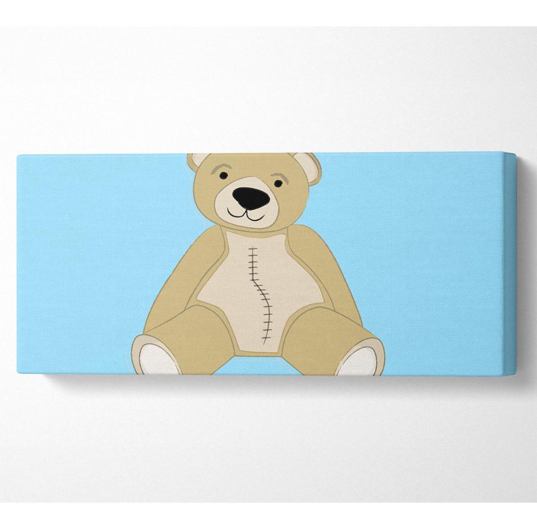 Kunstdruck Genähter Teddy in Babyblau