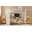 Queen Size Loft Bed Frame With Built-In Wardrobe, Metal Loft Bed With Desk And Storage Shelves, White Wood-Grain-1302292226