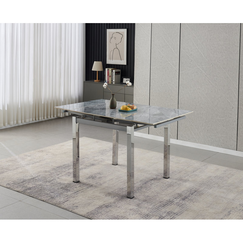 Piccolo Grey Sintered Stone Dining Table + 4  Monza Chairs , Black