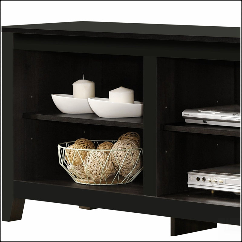 Benito  70"W TV Stand with Open Shelves and Cable Management, Black
