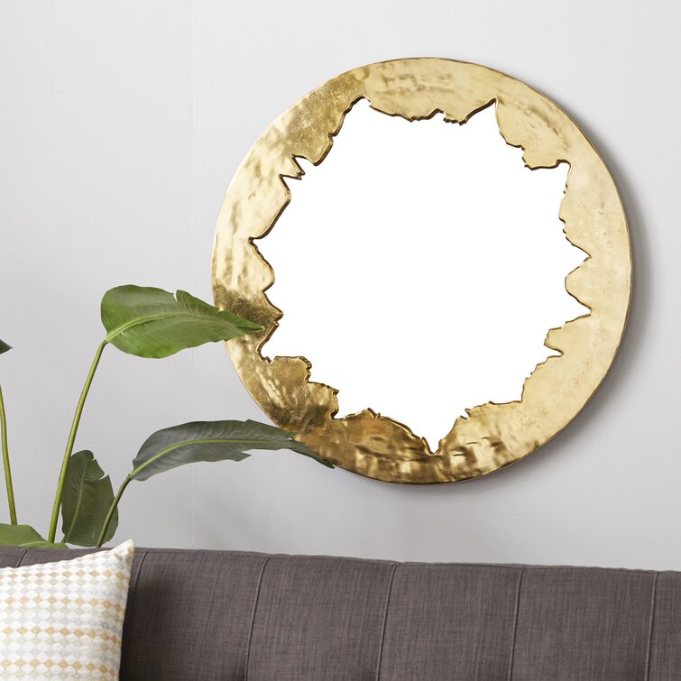 Arballo Gold Aluminum Handmade Live Edge Wall Mirror 35.5" x 1.3" x 35.5"