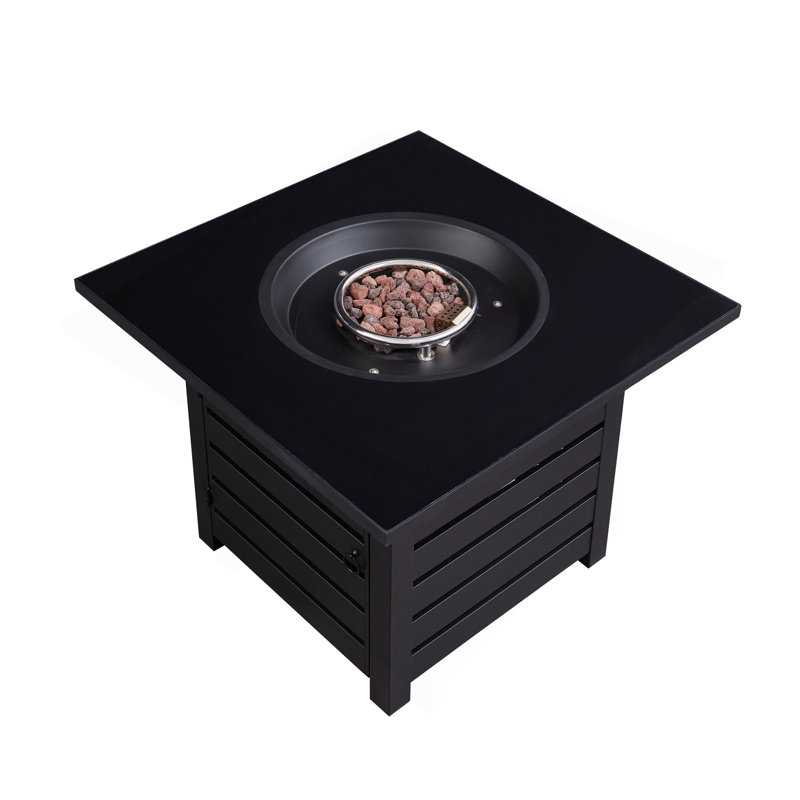 Fire Pit Table, 32-Inch Square 50,000 BTU Auto-Ignition Propane Gas Firepit With Waterproof Cover
