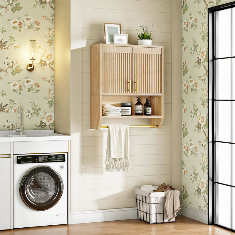 Bathroom Storage Cabinet With Adjustable Shelves, Over The Toilet Organizer For Laundry Room, Kitchen & Living Room, Medicine Cabinet With Wood Doors