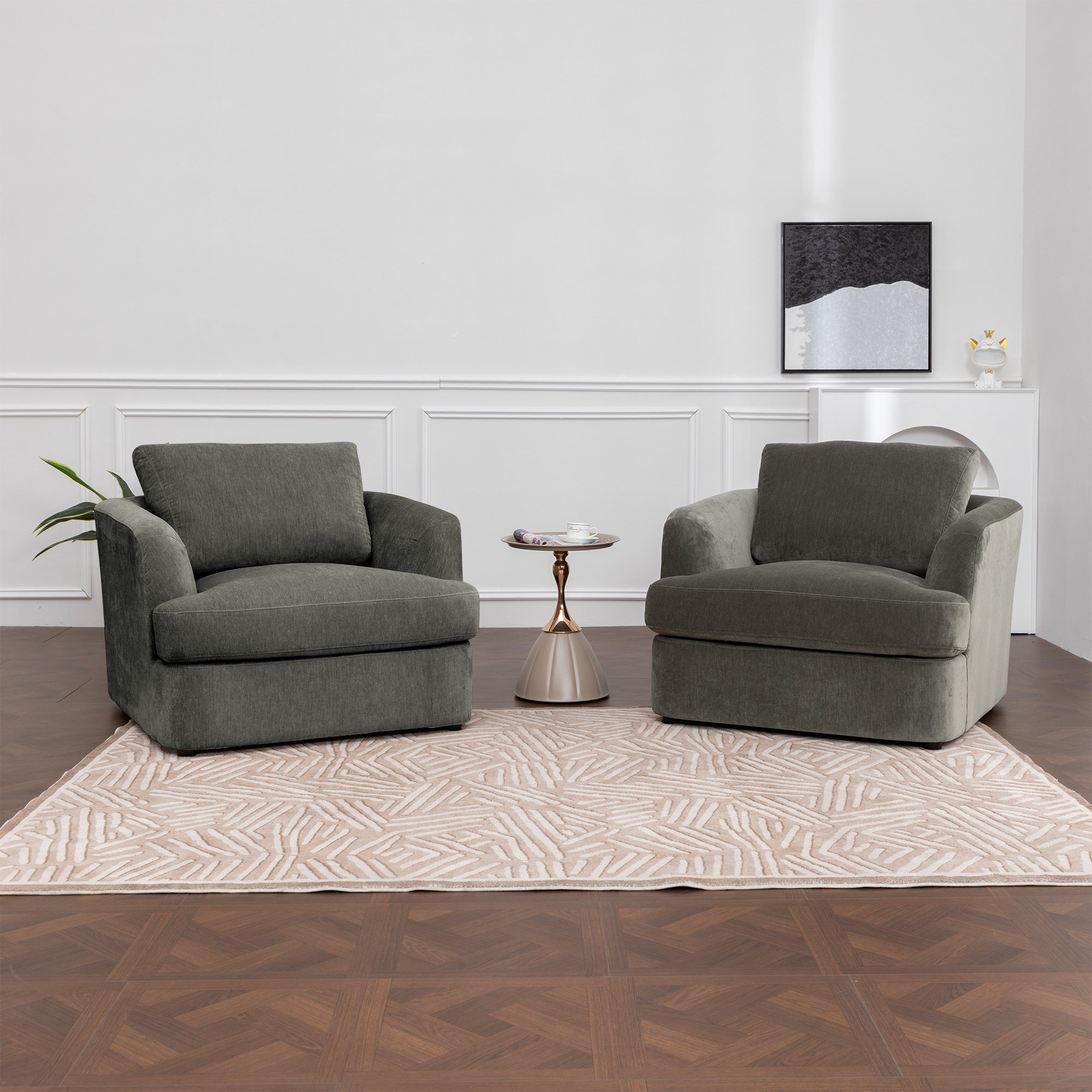 Alameda Velvet Upholstered Armchairs (Set Of 2), Juniper Velvet