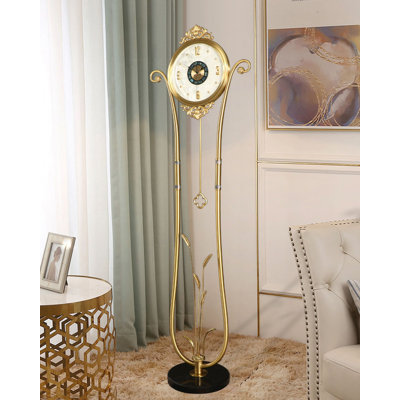 Modern luxury-style brass ear-of-wheat decorative floor clock
