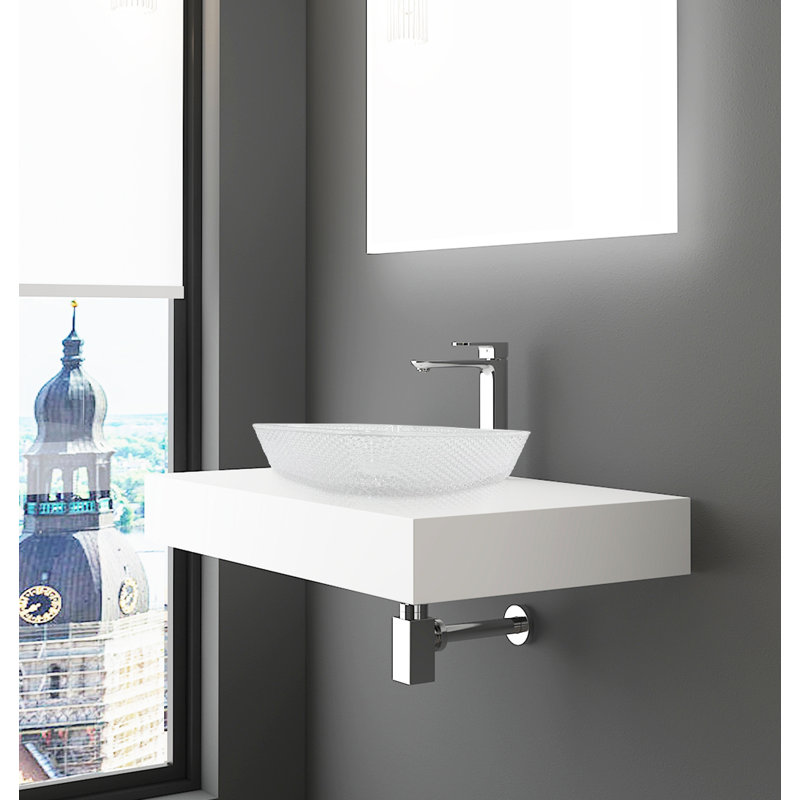 Decorative 16" Square Vessel Sinks With 30" White Base, Clear
