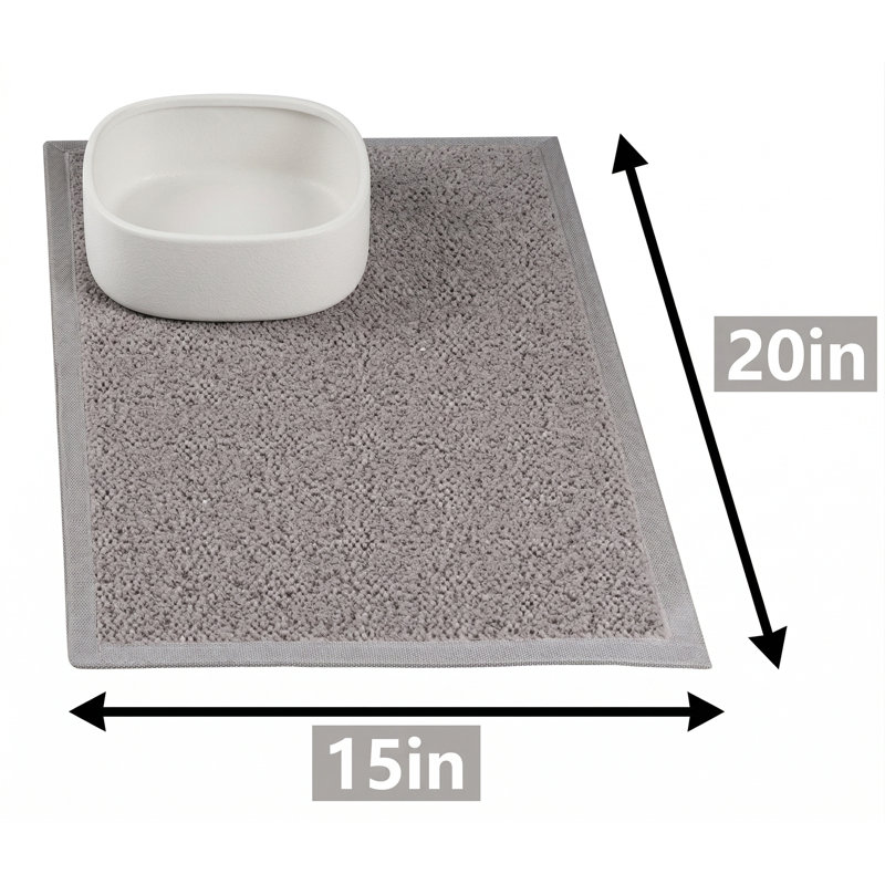 Tapis pour litière pour chat, 20 po x 15 po, imperméable, antidérapant, facile à nettoyer, lavable, piège à litière pour chat, gris