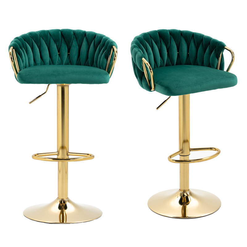 Christal Height Adjustable Swivel Bar Stool, Dark Green