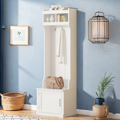 78.7"H Hall Tree with Bench and Storage Cabinet