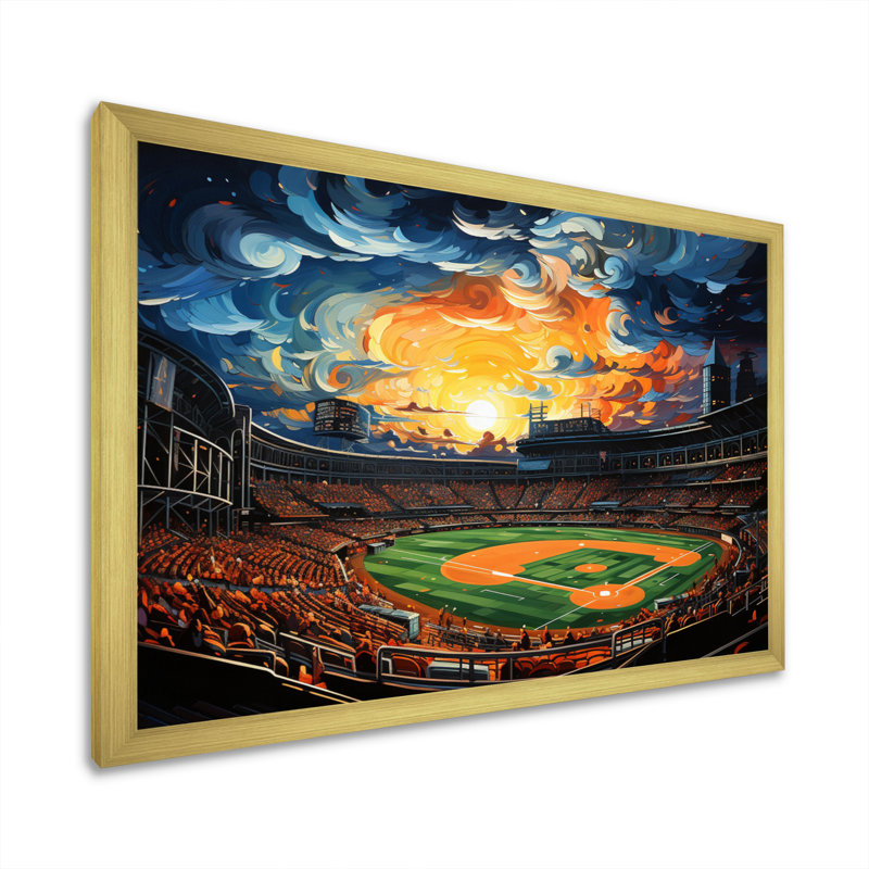 Stades sous les projecteurs I sur toile, H 16 po x l 32 po x P 1 po, Cadre doré à une seule photo