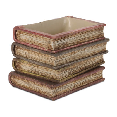 Decorative Book Stack Vase 5"H