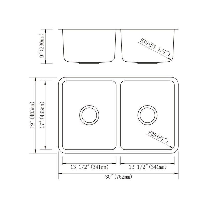 Dowell 18'' W Single Bowl Stainless Steel Undermount Kitchen Sink