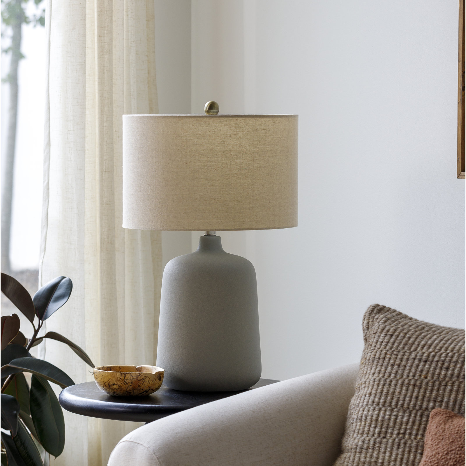 Dilan Ceramic Table Lamp, Gray