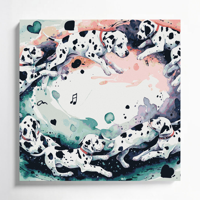 «Dogs Dalmatian Gray», art mural sur toile, H 12 po x l 12 po