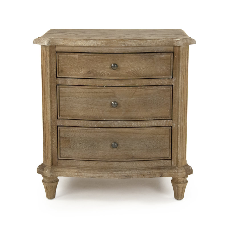 Edmund Limed Grey Oak 3-Drawer Nightstand